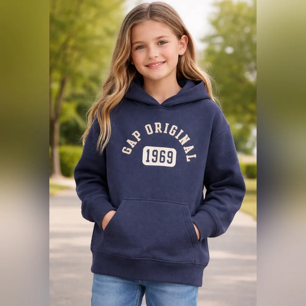 GAP Youth, Navy 'Gap Original 1969' Pullover Hoodie, Youth Size Large 14-16